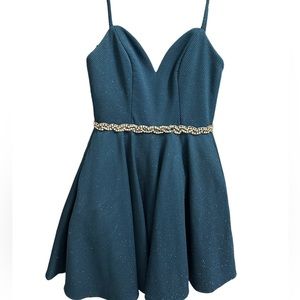 JOVANI princess sparkly blue mini dress